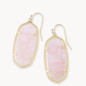 Kendra Scott Elle Gold Drop Earrings in Rose Quartz